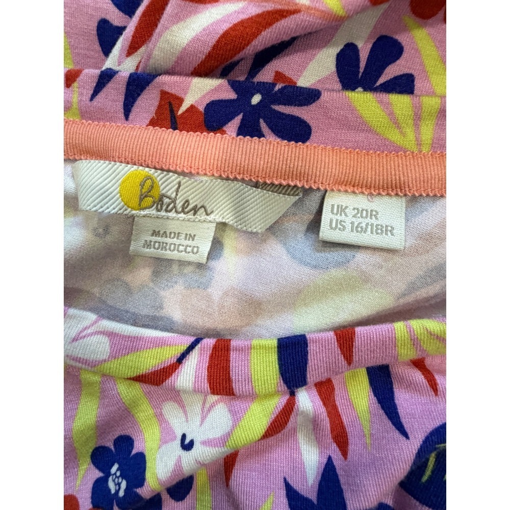 Boden Amanda Pink Floral Midi Dress Side Tie Size 16/18 Cottagecore Summer - Picture 10 of 12